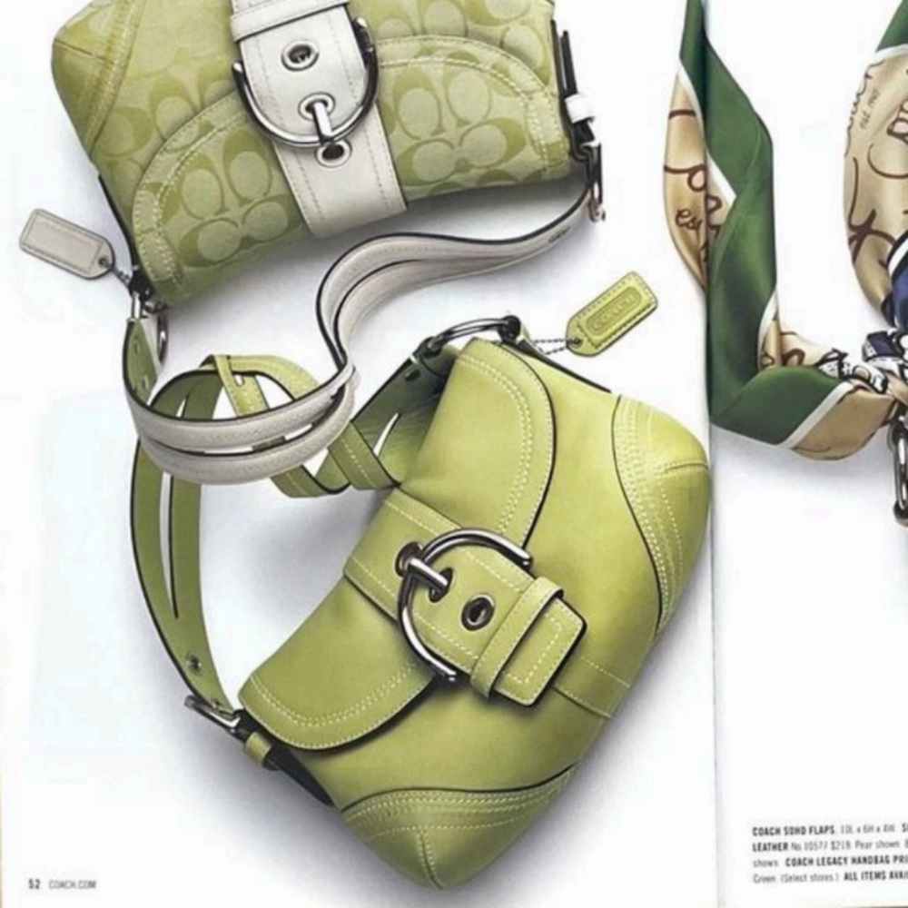 Coach Vintage Soho Buckle Flap Leather Shoulder Bag, 2006 Y2K, Lime Green, 10577 - Picture 15 of 16